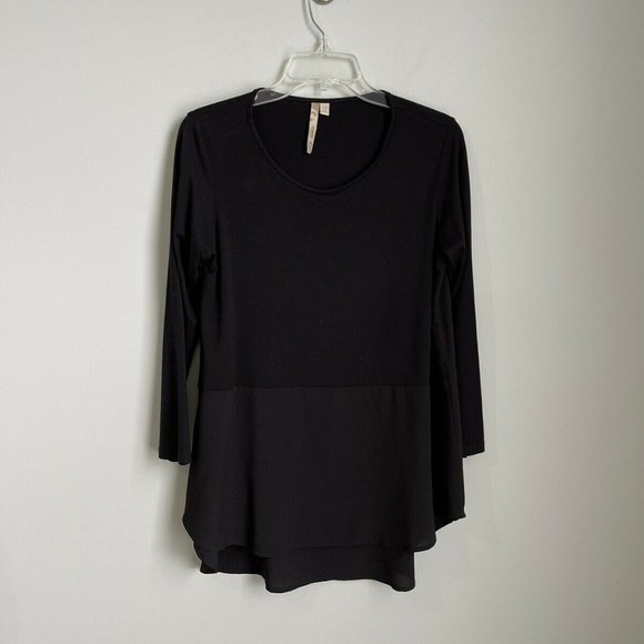 Comfy USA Black Long Sleeve High Low Hem Tunic